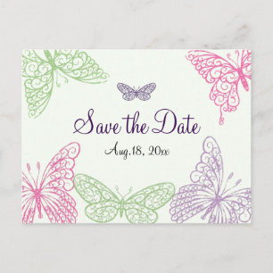 Heart's a Flutter Save the Date Announcement Postcard