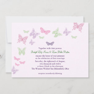 Heart's a Flutter Wedding Invitation lilac