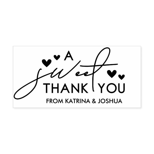 Hearts A Sweet Thank You Wedding Favour Rubber Stamp (Imprint)