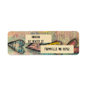 hearts abstract address labels