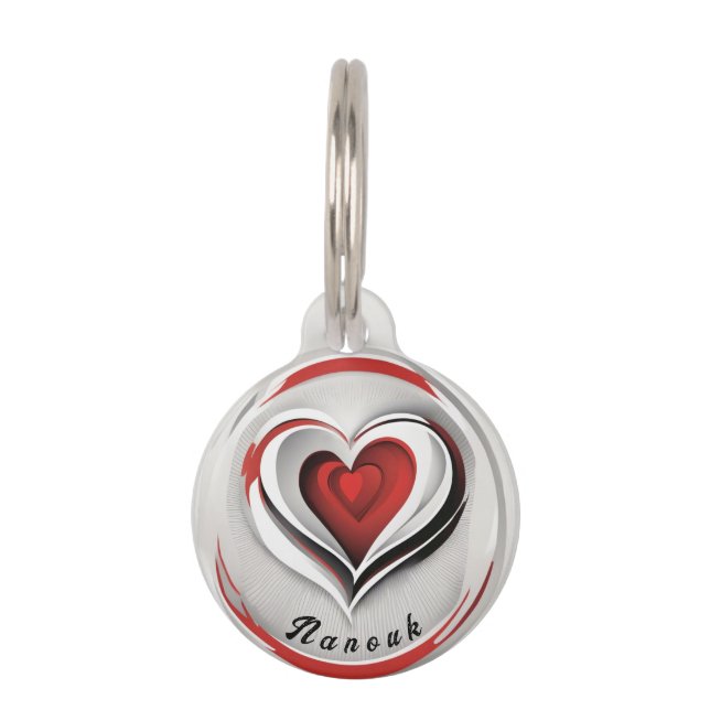 Hearts, abstract in circle -  pet tag (Front)