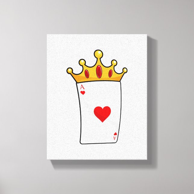 Hearts Ace with Queen Crown Canvas Print (Front)
