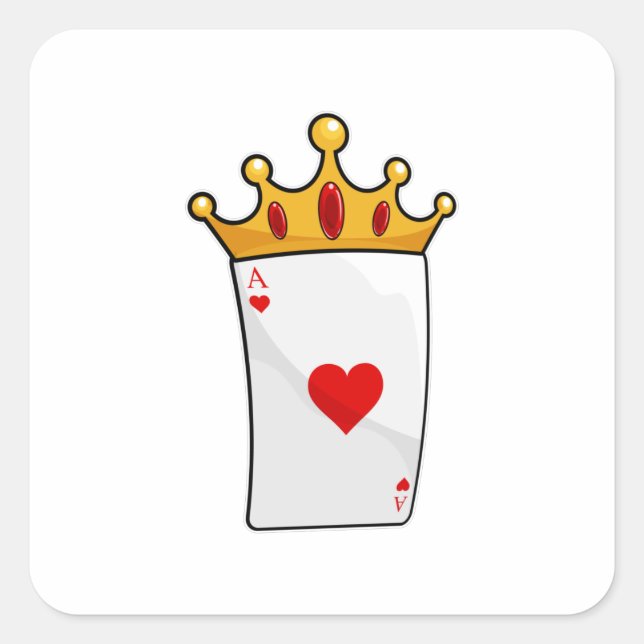 Hearts Ace with Queen Crown Square Sticker (Front)