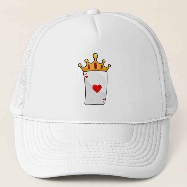 Hearts Ace with Queen Crown Trucker Hat (Front)