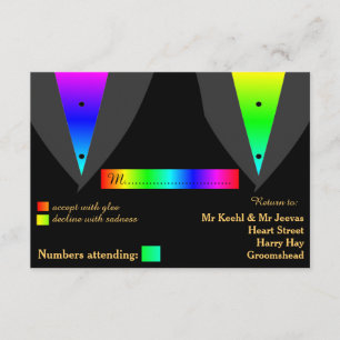 Hearts Aglow with Pride Gay Wedding RSVP Card