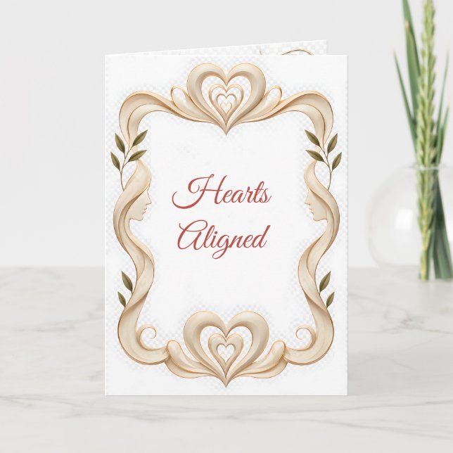 Hearts Aligned Romantic Love Greeting Card (Front)