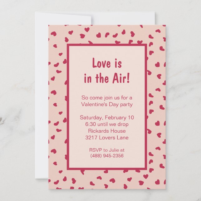 Hearts All Around Peach Valentine's Day Party Invitation (Front)