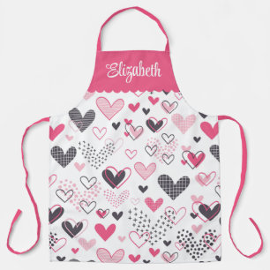 Hearts All Over Print Personalized  Apron
