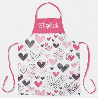 Hearts All Over Print Personalized  Apron