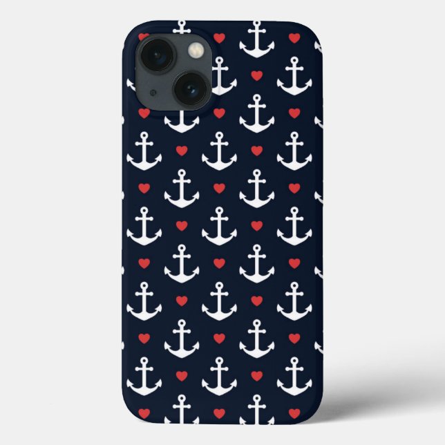 Hearts And Anchors Pattern Case-Mate iPhone Case (Back)