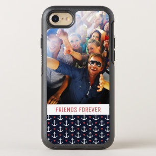 Hearts And Anchors Pattern   Your Photo & Text OtterBox Symmetry iPhone 8/7 Case