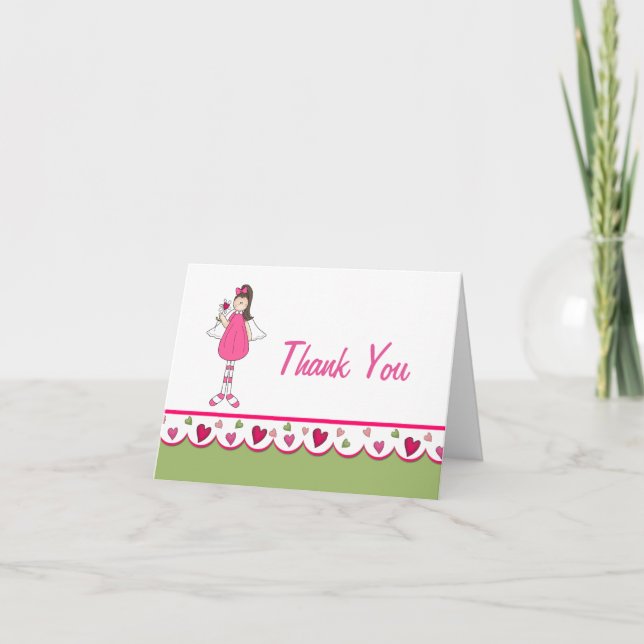 Hearts and Angels Thank You Note Card (Front)