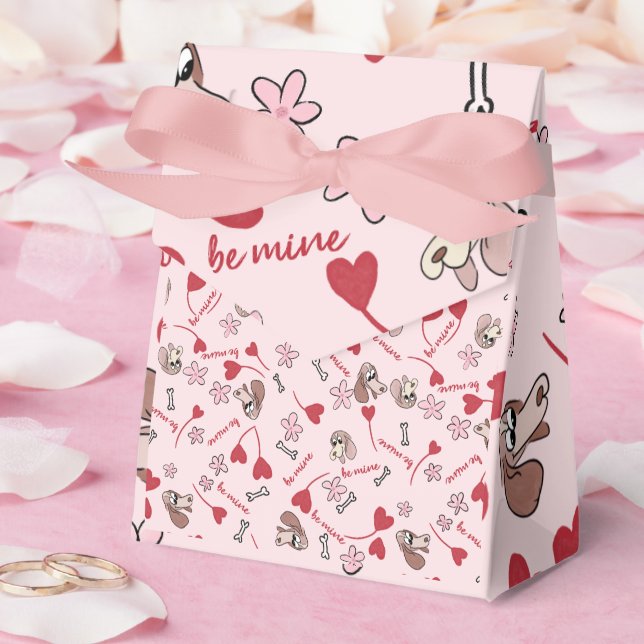 Hearts and Basset Hounds Pattern Design Favor Box (Wedding)