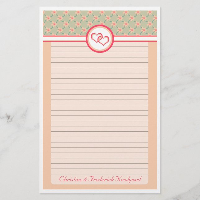 Hearts and Blossoms, stationery (Front)
