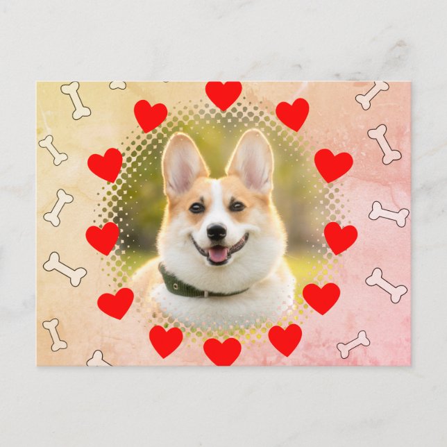 Hearts And Bones Dog Frame Print Postcard (Front)