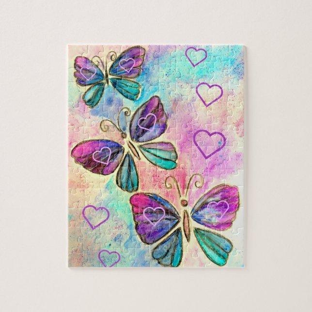 Hearts and Butterflies Puzzle (Vertical)