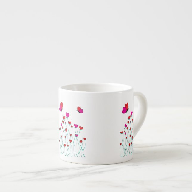 Hearts and Butterflies Valentine Love Espresso Cup (Front Right)