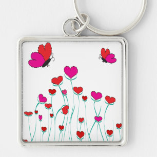 Hearts and Butterflies Valentine Love Keychain