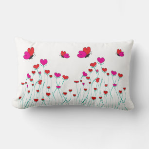 Hearts and Butterflies Valentine Love Lumbar Pillow