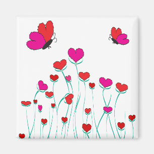 Hearts and Butterflies Valentine Love Magnet