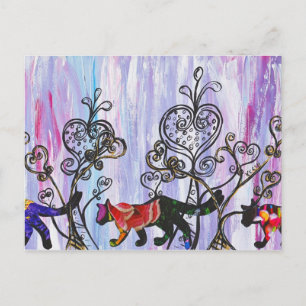 Hearts and Cats Postcard