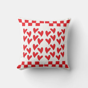 Hearts and Checkers squares Throw Pillow