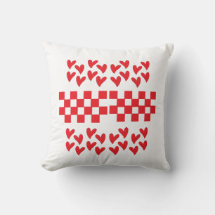 Hearts and Checkers squares Throw Pillow