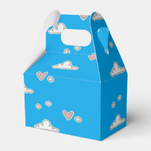 Hearts and clouds on blue  favor box