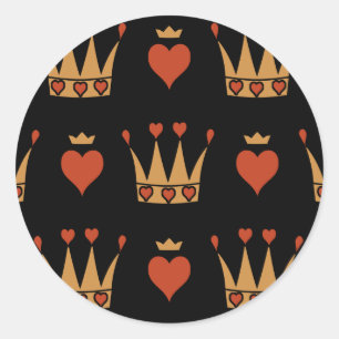 Hearts and Crowns Motif Classic Round Sticker