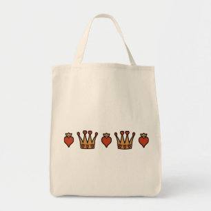 Hearts and Crowns Motif Tote Bag