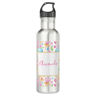 Hearts and Cupcakes Sweet Watercolor Pattern 710 Ml Water Bottle