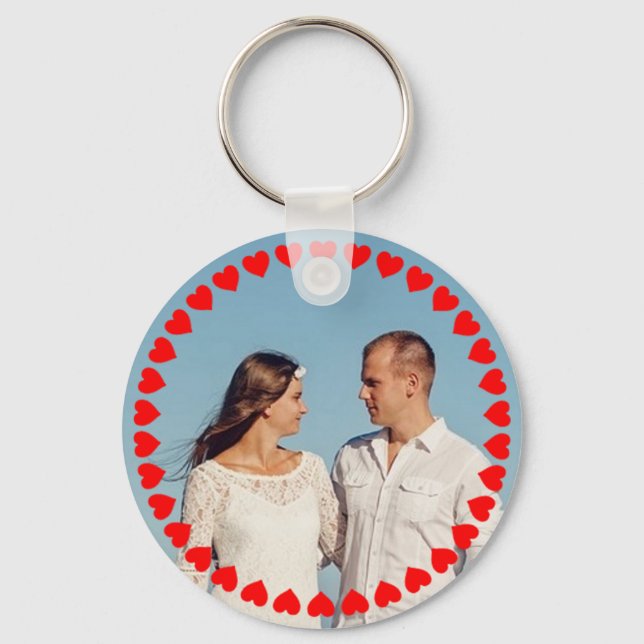 Hearts and Custom Photo Keychain (Front)