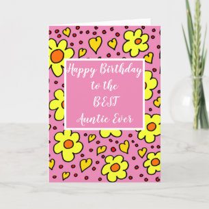 Hearts and Daisy Best Aunt Birthday Card