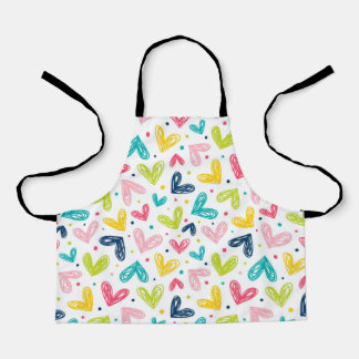 Hearts and dots in doodle style Apron