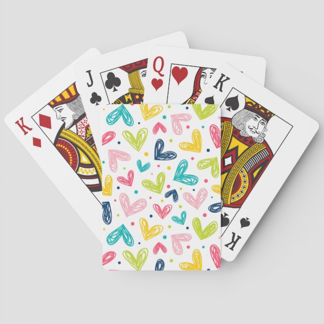  Hearts and dots in doodle style Playing Cards (Back)