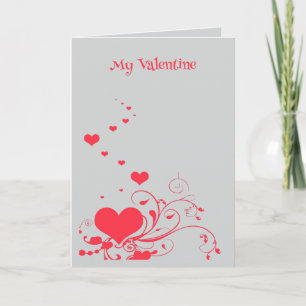 Hearts And Elegant Curling Flourishes Minimal  Card