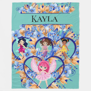 Hearts and Fairies Fleece Blanket