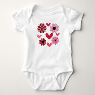 Hearts and Flowers Baby Bodysuit