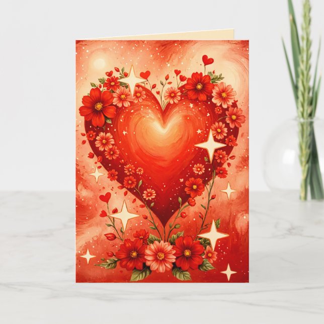Hearts and Flowers Card (Front)