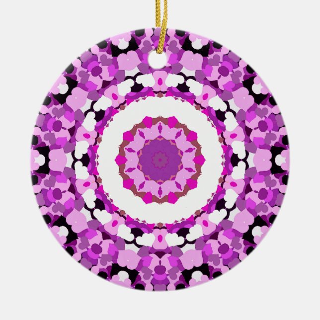 HEARTS AND FLOWERS CERAMIC ORNAMENT (Front)