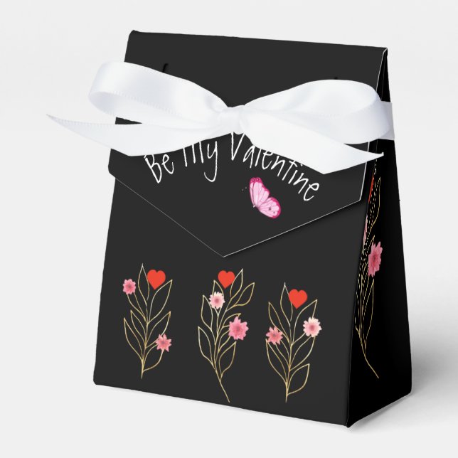 Hearts And Flowers Favor Box (Front Side)
