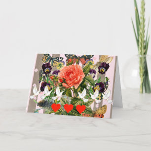 HEARTS AND FLOWERS GREETING CARD