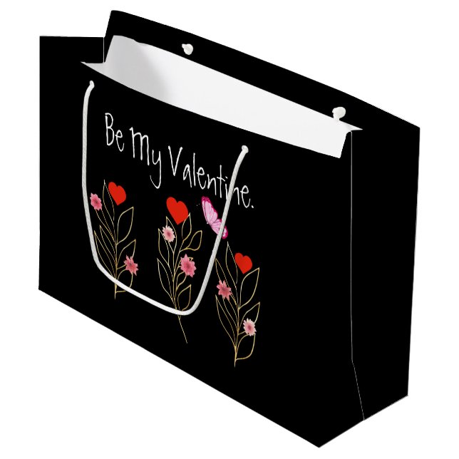 Hearts And Flowers Large Gift Bag (Front Angled)