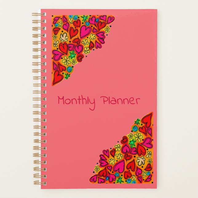 Hearts and Flowers Monthly Planner (Front)