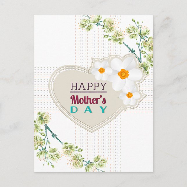 Hearts and Flowers Mother's Day Postcard (Front)
