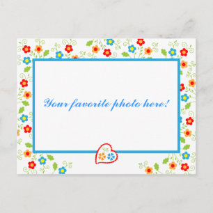 Hearts and Flowers Photo Frame Postcard