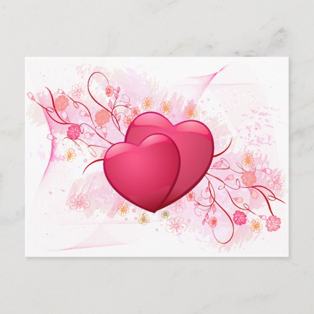 Hearts and Flowers Postcard (Front)