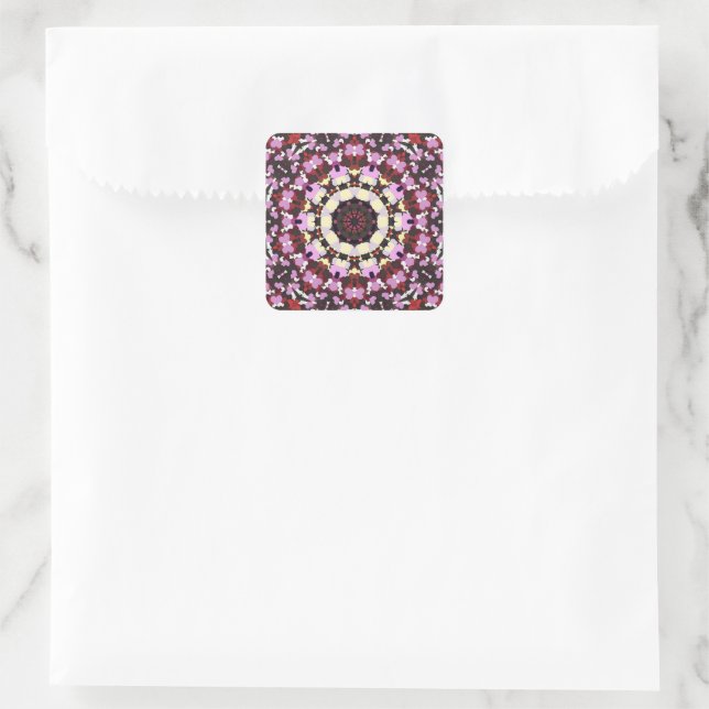 HEARTS AND FLOWERS SQUARE STICKER (Bag)