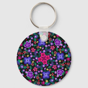 Hearts and Flowers Two Designs Boho Beautiful Keychain