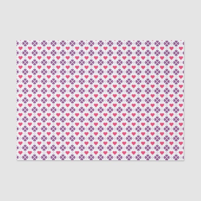 Hearts and flowers Valentine's Day Tissue Paper (Front)
